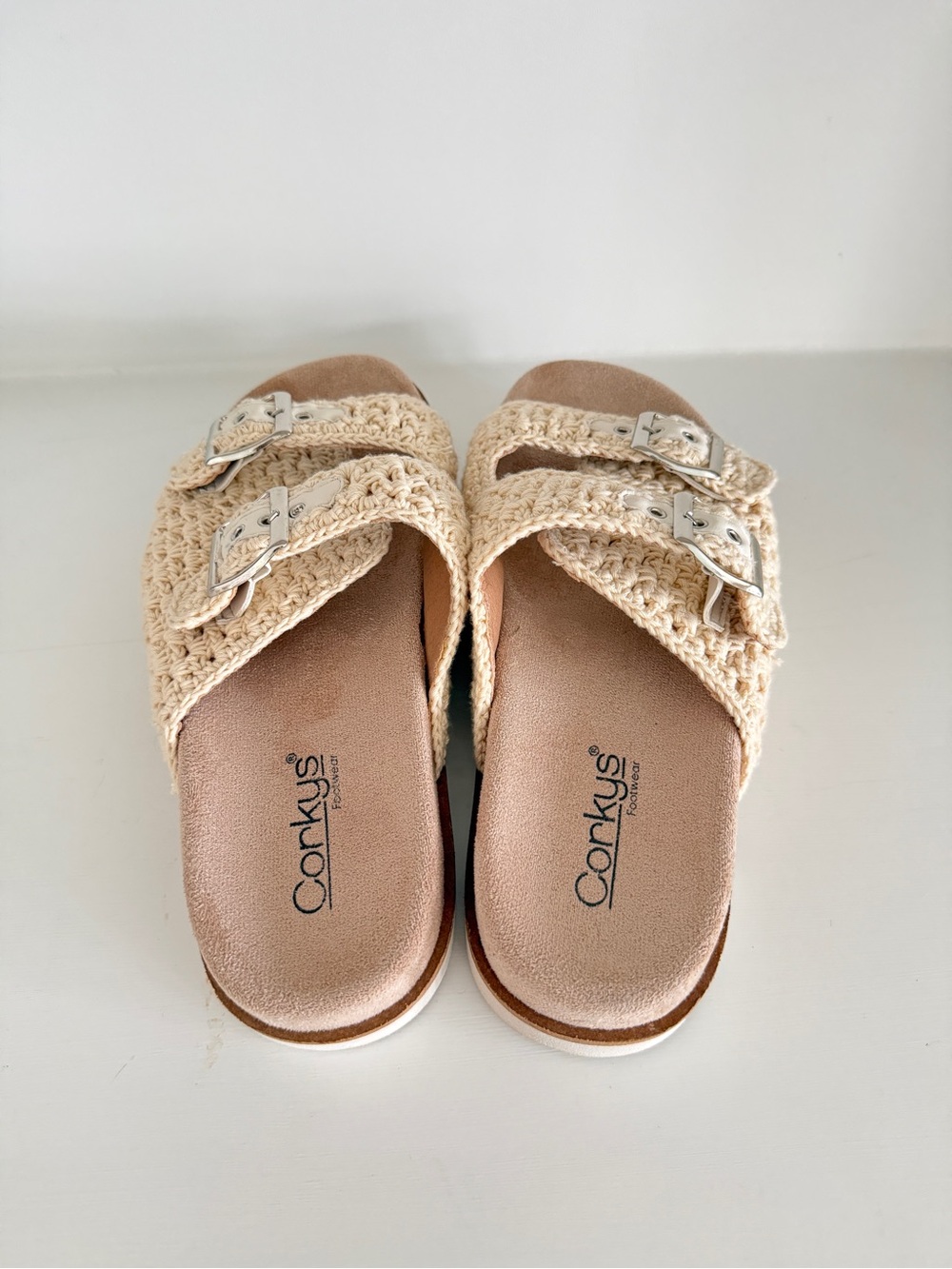 Corkys Dash Crochet Double-Buckle Slide Sandals - Cream - Picture 4 of 8